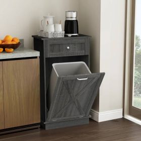 Odor Seal Trash Can Cabinet in Grey Finish - Accommodates 10-Gallon Trash Bin